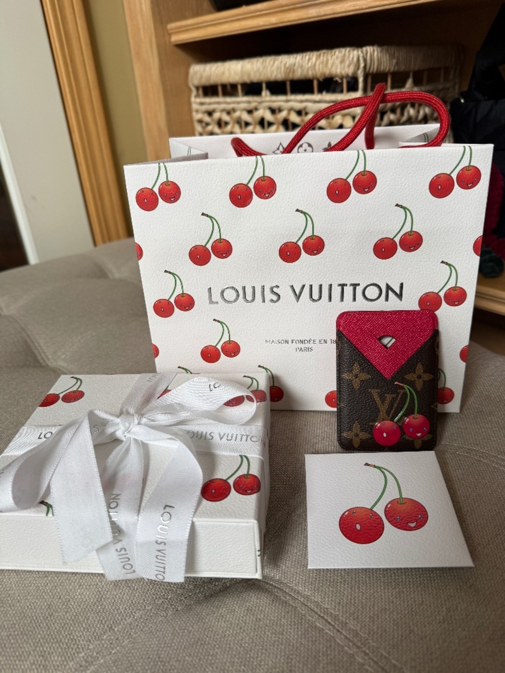 LOUIS VUITTON X TAKASHI MURAKAMI CHERRY MAGNETIC CARD HOLDER & STICKERS  M14562